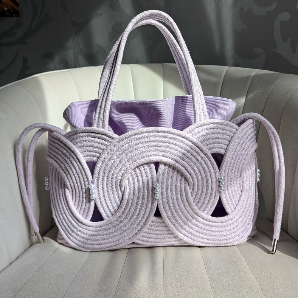 New Purple Handmade Rope Bag, Rope Shoulder Bag, Stylish Purse, Cotton Bag, Sust
